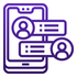 Icon of a smartphone with an online conversation