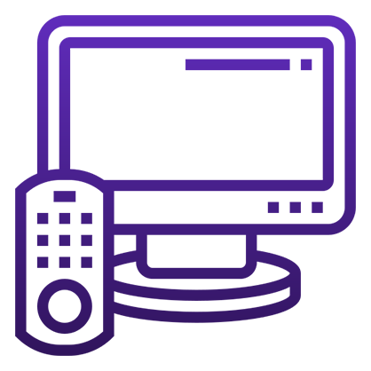 Icon of a television with a remote control