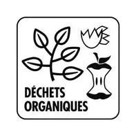 C'est un logo noir et blanc qui dit déchets organiques.