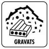 Une icône en noir et blanc d'un tas de gravier et d'une brique.