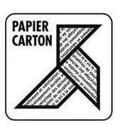 Une flèche noire et blanche avec les mots papier carton dessus.