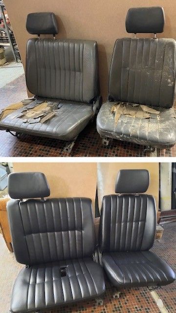 Six places de voiture en cuir marron