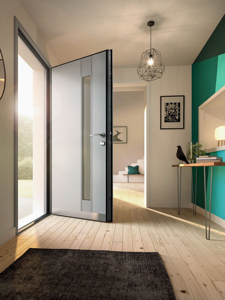 Photo de catalogue pour la présentation d'un modèle de porte en aluminium de la marque K-LINE ®