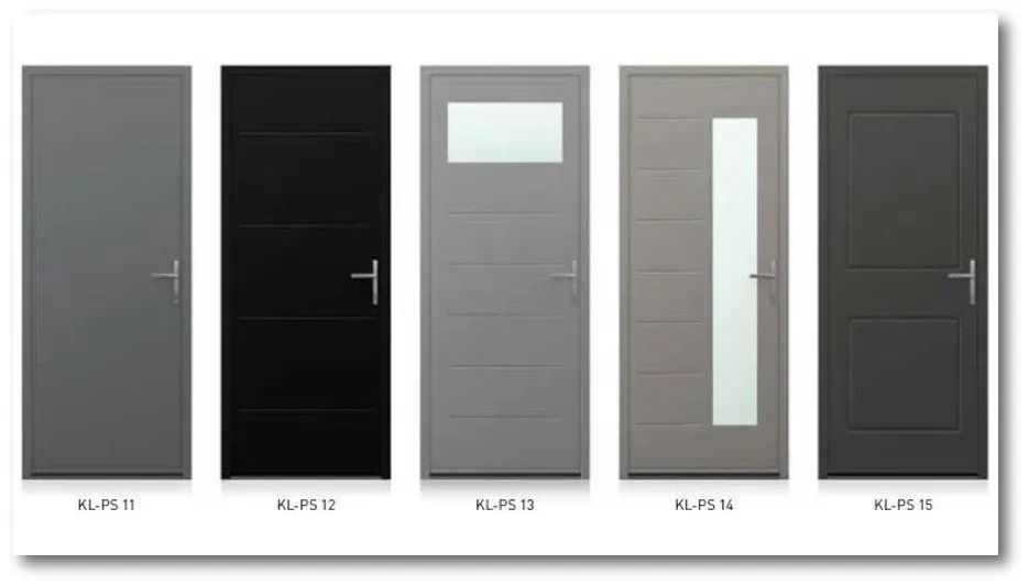 Montage photo de différentes collections de portes d'entrée de la marque K-LINE®