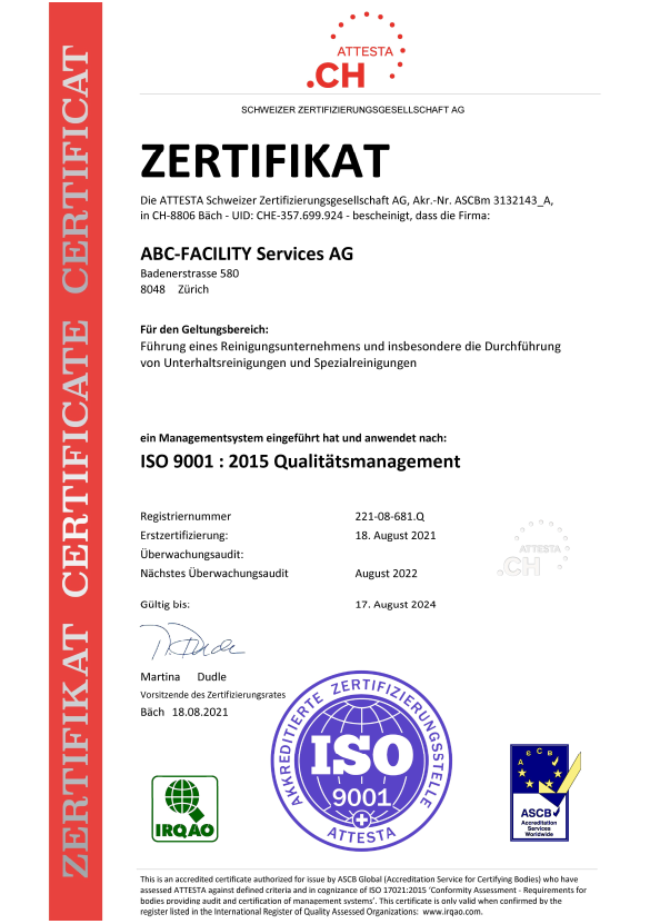 reinigungsunternehmen - zürich / deutschschweiz - abc-facility services