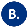 Círculo azul con un logotipo 