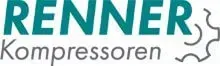 RENNE R Kompressoren Logo in Türkis und Grau mit Zahnradumriss-Symbol