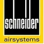 Logo von Schneider Airsystems: weiße Schrift auf schwarzem und gelbem Hintergrund mit rot/gelbem Akzentstreifen.