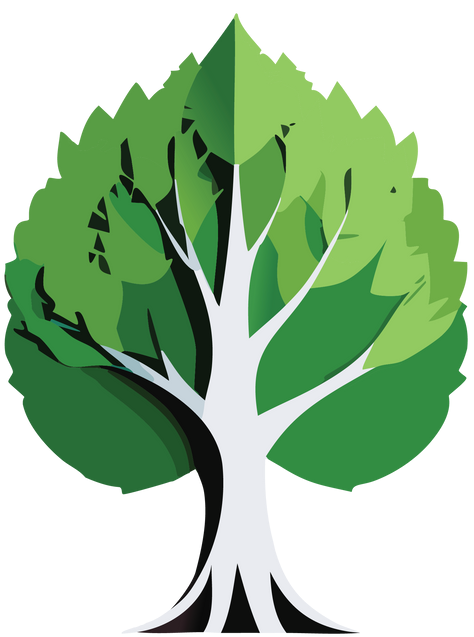 Arbre stylisé avec un tronc blanc