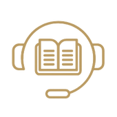 Auriculares alrededor de un libro abierto, que representan un audiolibro o un medio de apoyo al aprendizaje.