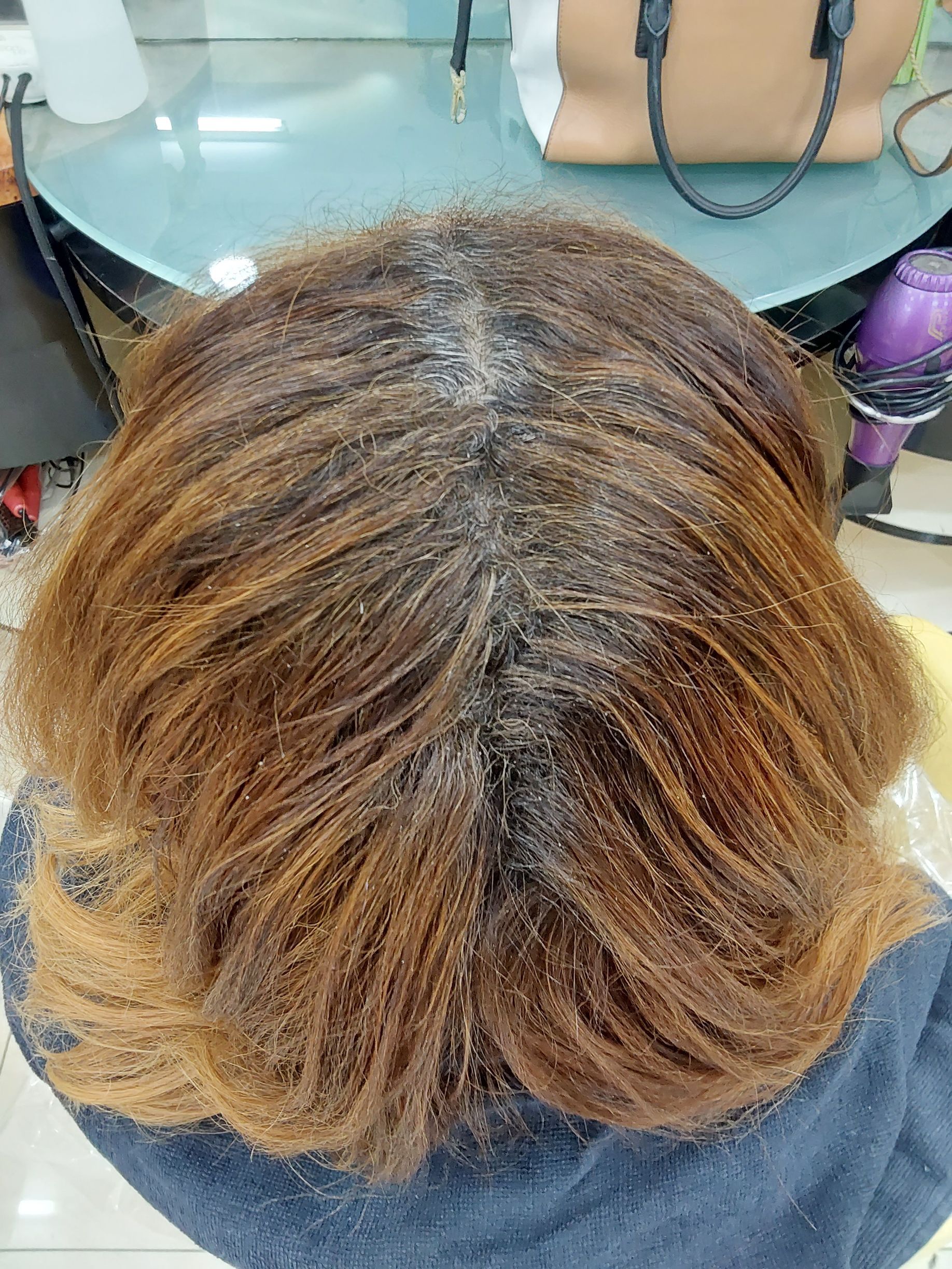 vue de dessus d'une coiffure