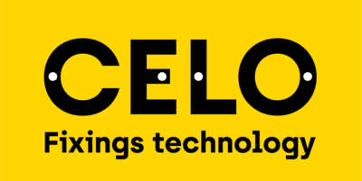 Das Logo von Celo Befestigungstechnik ist gelb und schwarz