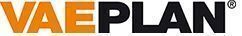 Ein schwarz-orangefarbenes Logo für Vaeplan auf weißem Hintergrund