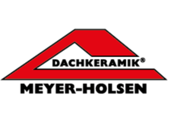 Ein rot-weißes Logo für Meyer-Holsen Dachkeramik