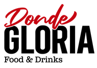 Logotipo de Doonde Gloria Food & Drinks en texto rojo y negro.