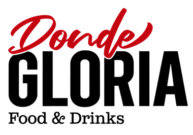 Logotipo de Doonde Gloria Food & Drinks en texto rojo y negro.
