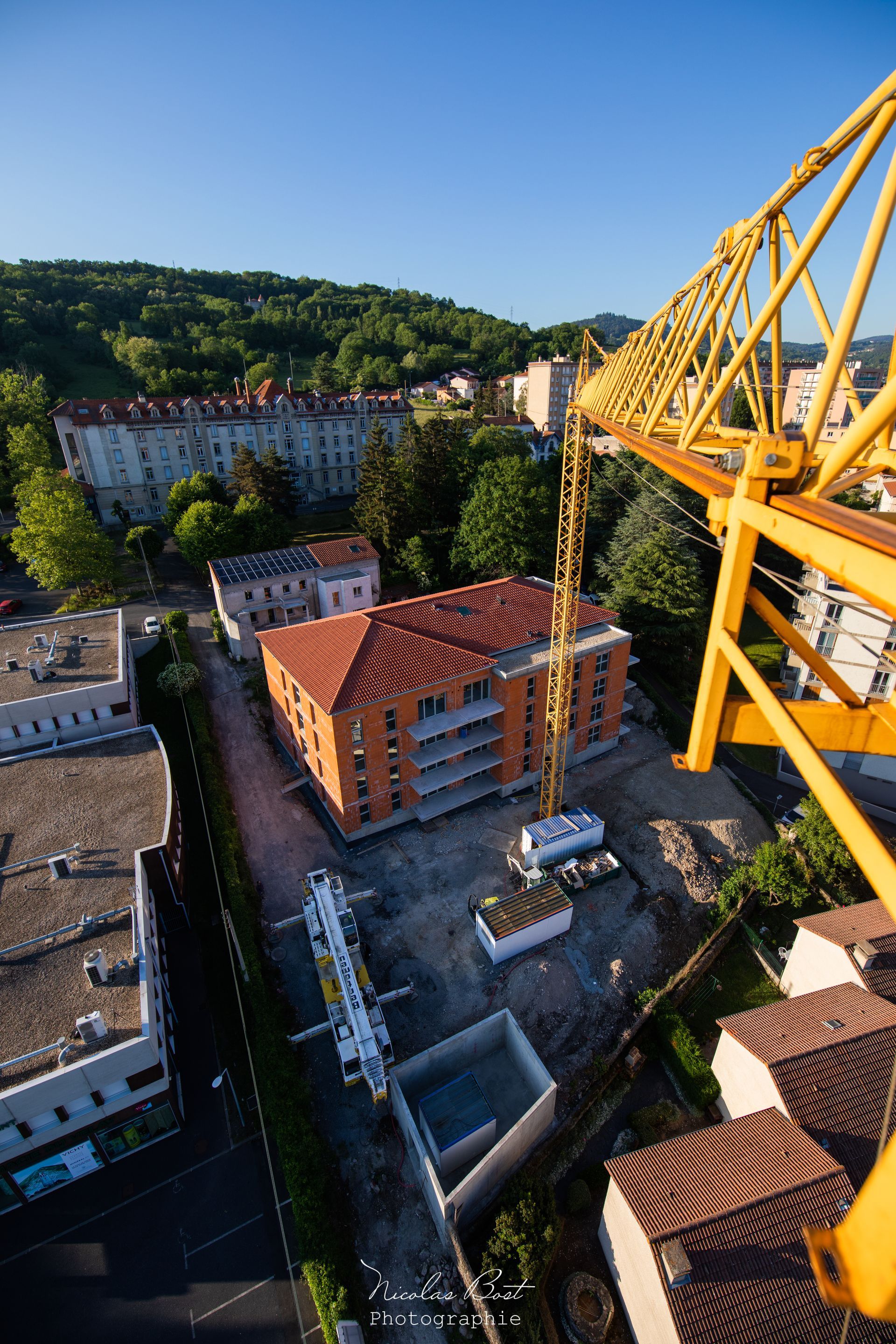Vue de l'immeuble Pierreval depuis la grue de chantier
