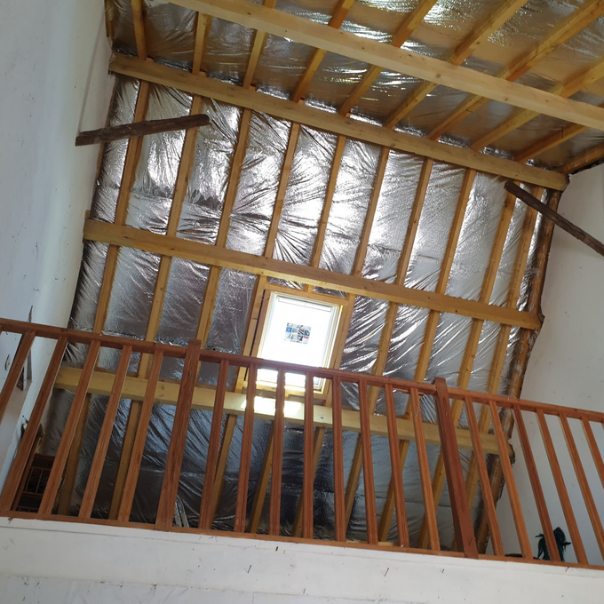 Isolation intérieure d'un toit.