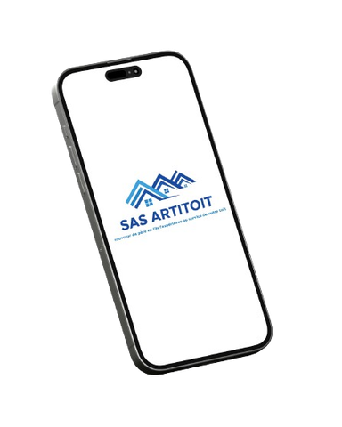 Smartphone affichant e logo de SAS Artitoit, entreprise de couverture.
