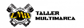 Logo de Taller Multimarca con auto y llave inglesa cruzados, texto negro y amarillo.