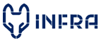 Sininen INFRA-logo tyylitellyllä eläimen pääkuvakkeella