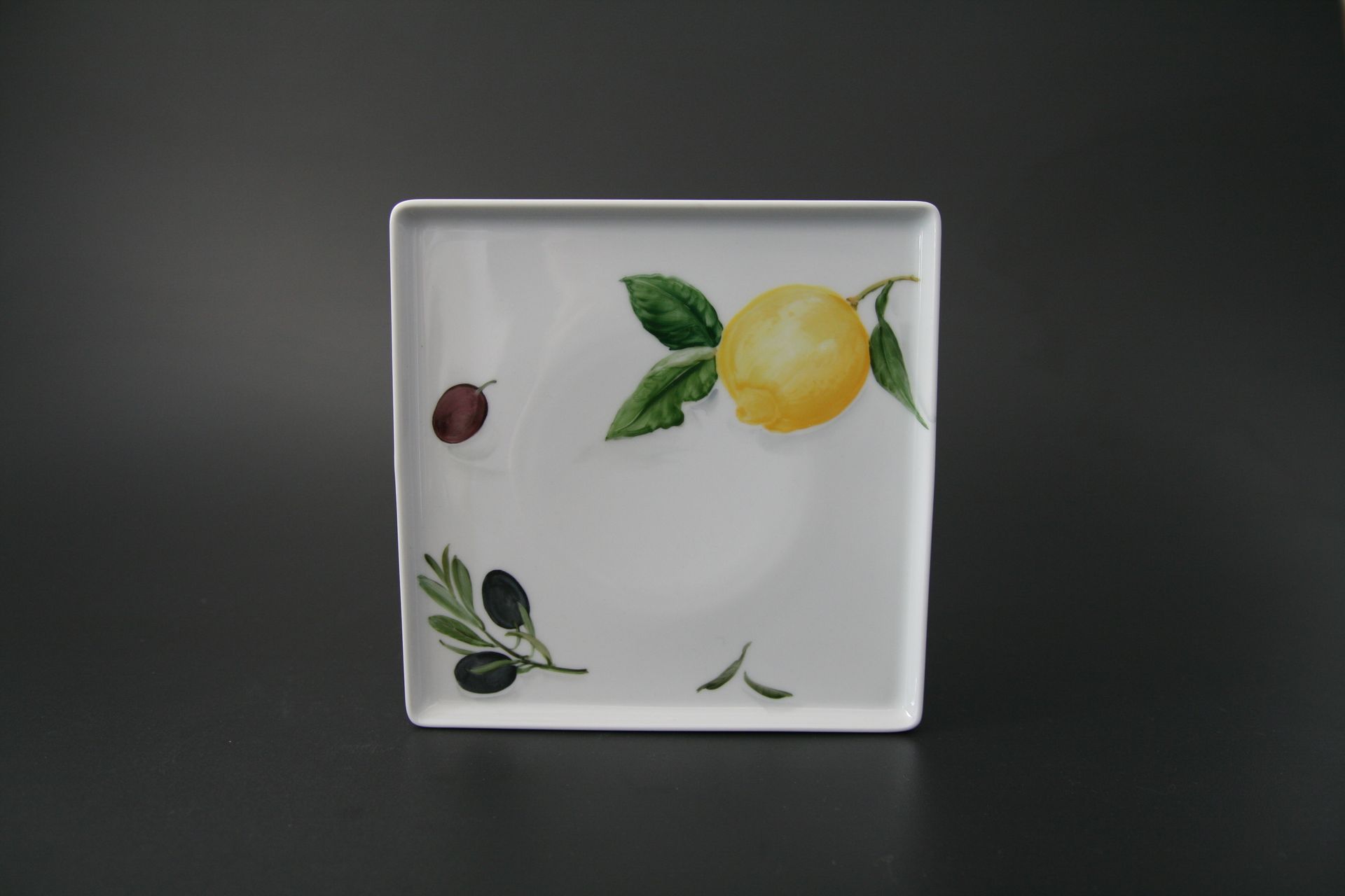 Porzellanmalerei  auf Platte, Zitronen und Oliven