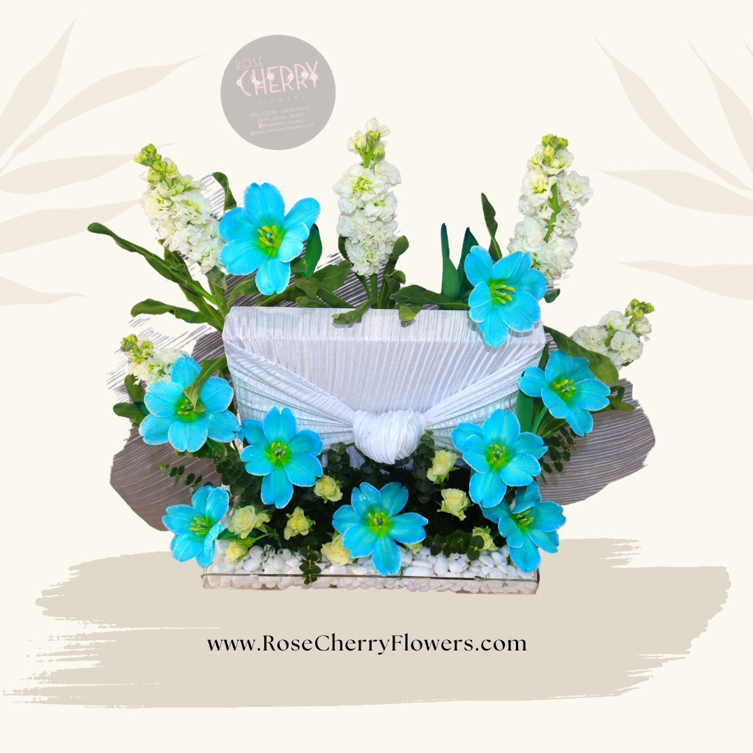 Blue and White Tulip Arrangement