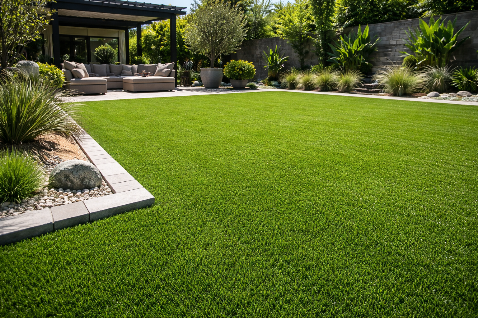 Une allée menant à une maison avec beaucoup d'herbe