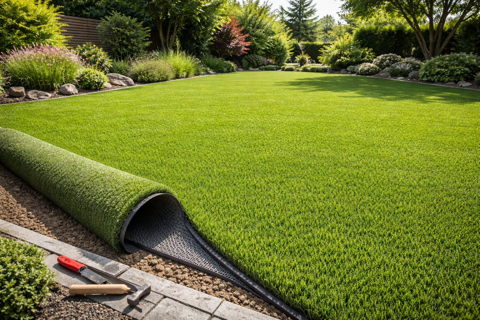 Une allée menant à une maison avec beaucoup d'herbe