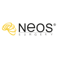 Neos Surgery logo: gold, stylized brain graphic next to 