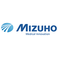 Logo for Mizuho Medical Innovation, with a blue swoosh design and dark blue text.