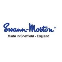 Swann-Morton logo: Blue cursive text above 