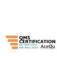QMS certification logo with orange bars and text,
