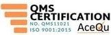 QMS certification logo with orange bars and text, 