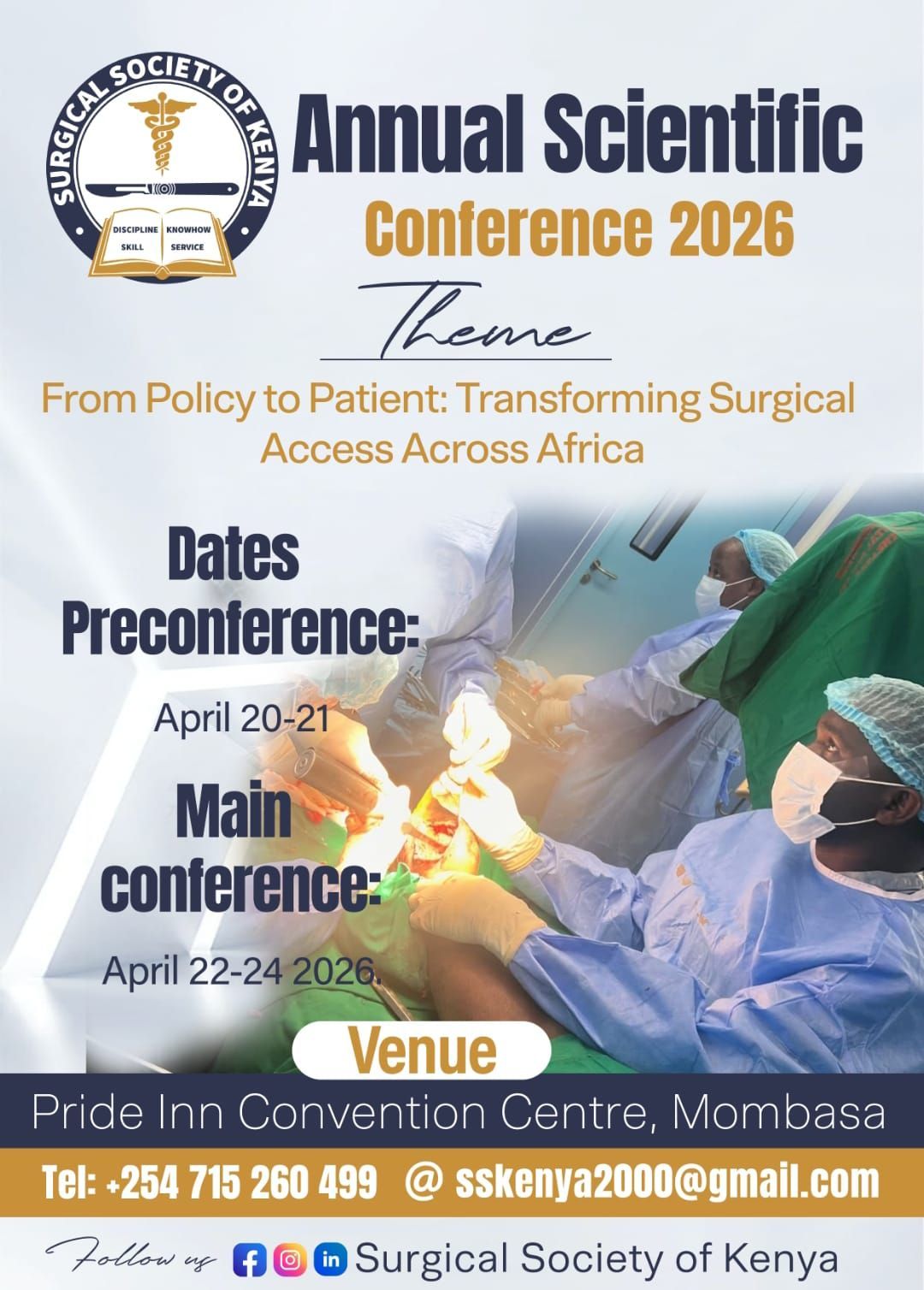 Annual Scientific Conference 2026 poster with surgeons and event dates in Mumbai, India