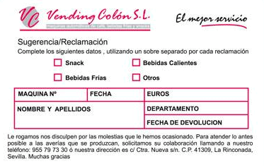 Un recibo de venta de colon sl en español