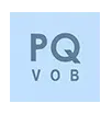 Blaues quadratisches Logo mit den Buchstaben „PQ“ über „VOB“ in Dunkelgrau.