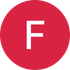 Lettre « F » blanche dans un cercle rouge.