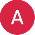 Lettre « A » blanche dans un cercle rouge.