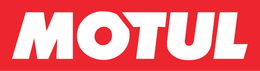 Logo Motul sur fond rouge, texte blanc.