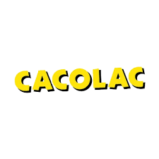 Texte jaune « CACOLAC » avec un contour noir.