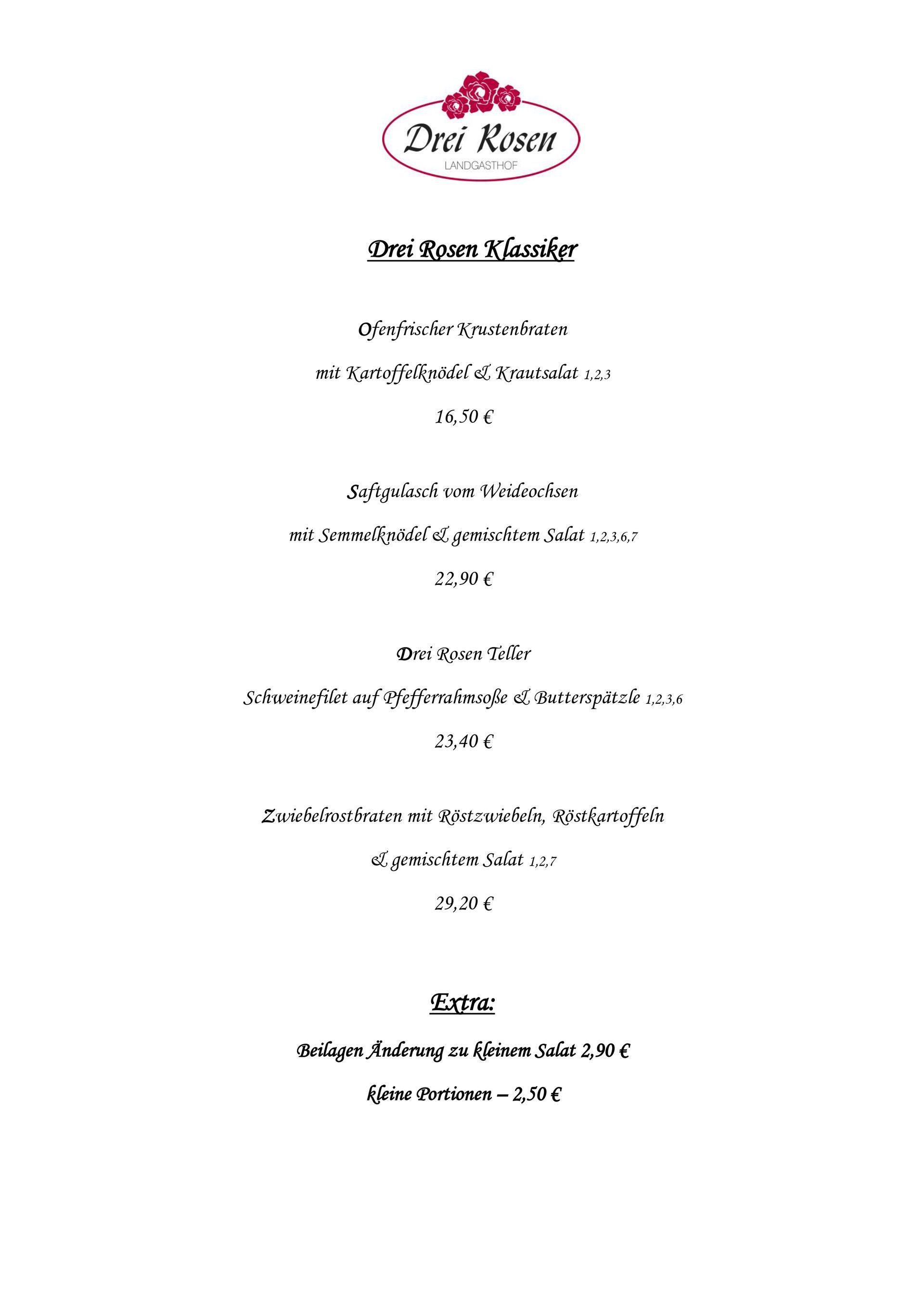 Speisekarte Sommer 25/26