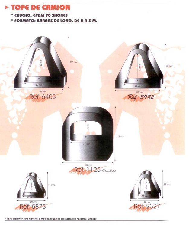Diagramas de topes superiores de camiones con dimensiones y números de referencia.