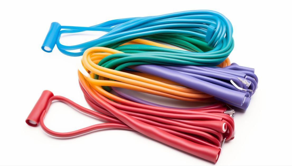 Bandas de resistencia de colores apiladas juntas.