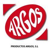 Logotipo de Argos: texto blanco sobre &oacute;valo rojo, tri&aacute;ngulo rojo debajo.