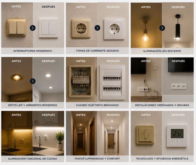 Collage comparativo de interruptores de pared
