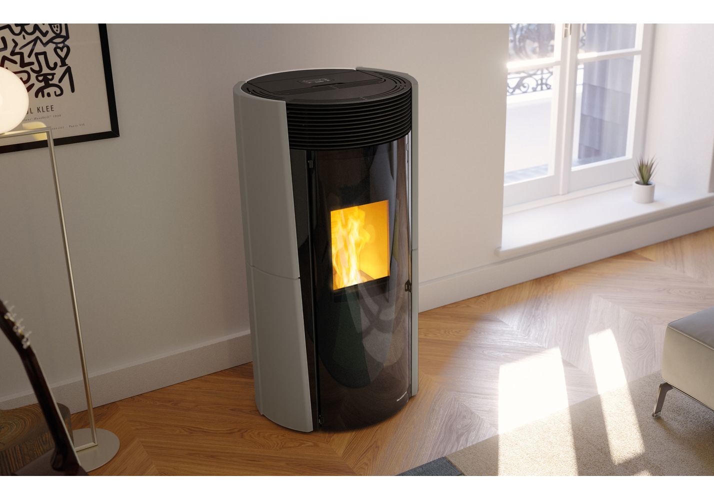 Exemple de poêle à granulés installé par Dclais Habitat