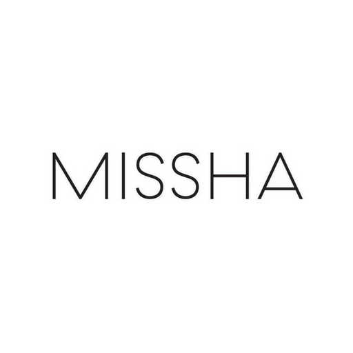 Logotipo de MISSHA en texto minimalista negro sobre fondo blanco.