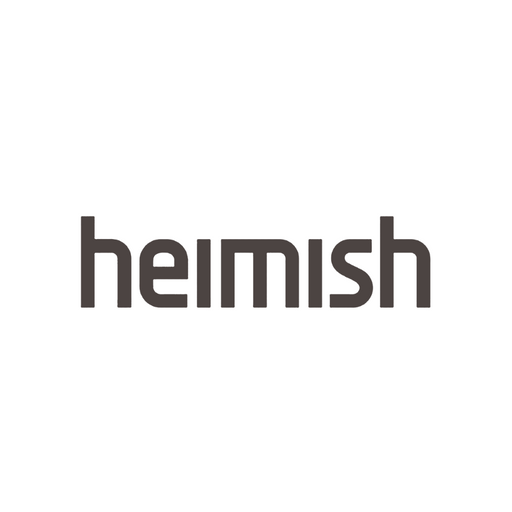 Logotipo de Heimish en gris oscuro sobre fondo blanco.