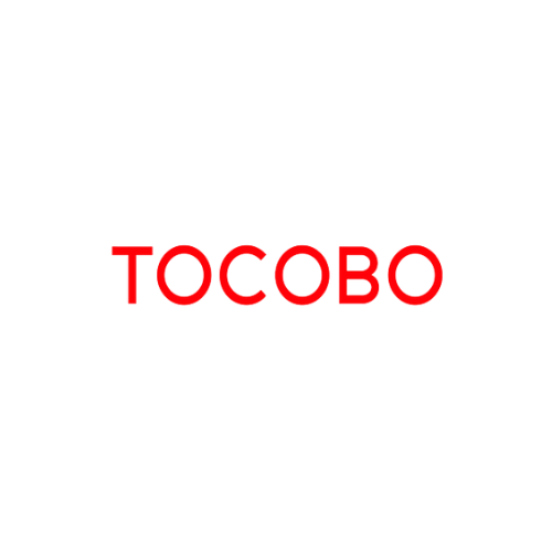 Logotipo rojo de TOCOBO sobre fondo blanco